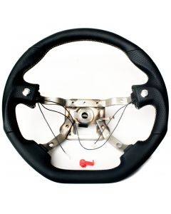 Cipher Auto Enhanced Leatherette Steering Wheel With Silver Stitching For Mazda Miata NA ESR-MZNAA112BS, Front view