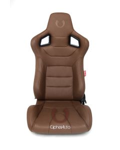 Cipher Auto ® - Mocha Leatherette Carbon Fiber with Brown Stitching Universal Euro Racing Seats (CPA2001PCFER2)
