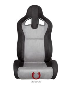 Cipher Auto Pair of Black and Grey Microsuede Universal Racing Seats (CPA1039SDBKGY), Front View