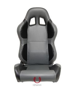 Cipher Auto Pair of Gray and Black Carbon Fiber PU Leatherette Universal Racing Seats (CPA1011CFBKGY), Main Image