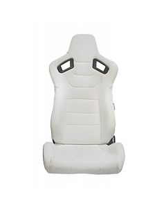 Cipher Auto White Leatherette Carbon Fiber with White Stitching Universal AR-9 Revo Racing Seats CPA2009PCFWH, Front View
