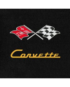 Lloyd Mats Velourtex Black 3PC Floor Mats For Corvette Convertible, Logo