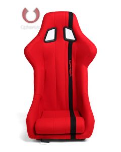 Cipher Auto ® - Red Fabric with Black Stripe Full Bucket Non Reclineable Universal Fiber Glass Racing Seat (CPA1008FRD)
