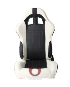 Cipher Auto ® - Black and White Leatherette Universal Racing Seats (CPA1009PBKW)