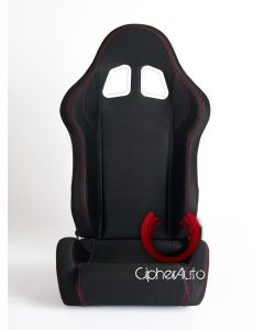 Cipher Auto ® - Black Cloth with Outer Red Stitching Universal Racing Seats (CPA1016FBK-R)