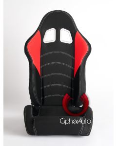 Cipher Auto ® - Black and Red Cloth Universal Racing Seats (CPA1017FBKRD)