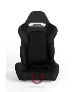 Cipher Auto ® - Black Cloth with Microsuede Insert and Grey Stitching Universal Racing Seats (CPA1019FSDBK-G)