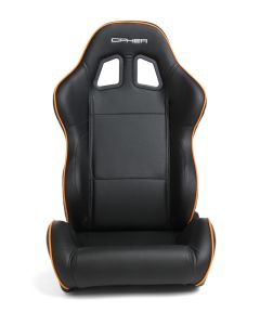 Cipher Auto ® - Black Leatherette with Orange Accent Piping Universal Racing Seats (CPA1031PBK-O)