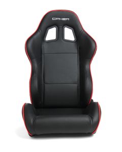 Cipher Auto ® - Black Leatherette with Red Accent Piping Universal Racing Seats (CPA1031PBK-R)