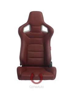 Cipher Auto ® - Maroon Leatherette Carbon Fiber With Black Stitching Universal Euro Racing Seats (CPA2001PCFMR)