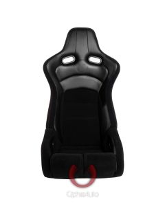Cipher Auto ® - Black Cloth and Black Carbon PU with Red Stitching Universal Viper Racing Seats (CPA2002CFBK-R)