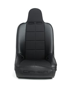 Cipher Auto ® - Black Leatherette with Fabric Insert Fixed Back Universal Suspension Seat (CPA3004FBK)