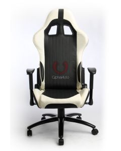 Cipher Auto ® - Black and white Leatherette Office Racing Seat (CPA5001PBKWH)