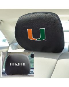 Fanmats ® - Pair of University of Miami Universal Headrest Covers (12581)
