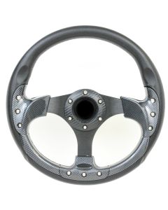 Forever Sharp 12.5 Inch Black Vinyl Formula Style Steering Wheel With Carbon Fiber Trim F832