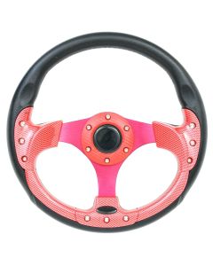 Forever Sharp 12.5 Inch Black Vinyl Formula Style Steering Wheel With Red Carbon Fiber Trim F833