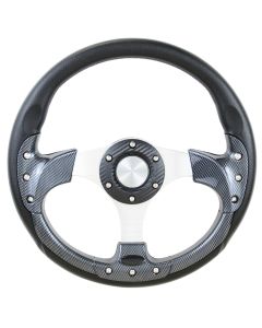 Forever Sharp 12.5 Inch Black Vinyl Steering Wheel With Carbon Fiber Trim F824, Main Image
