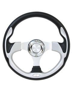 Forever Sharp 12.5 Inch Black Vinyl Steering Wheel With Silver Trim F820