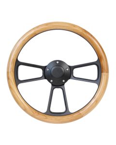 Forever Sharp ® - 14 Inch Black Muscle Steering Wheel With Alder Half Wrap Grip (1099-UA)