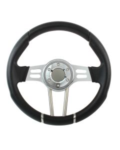 Forever Sharp 14 Inch Black Vinyl Formula Style Dual Spoke Steering Wheel F818, Main Image