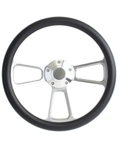 Forever Sharp ® - 14 Inch Chrome Muscle Steering Wheel With Carbon Fiber Vinyl Half Wrap Grip (1098C-CFV)