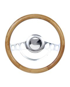Forever Sharp ® - 14 Inch Chrome Nostalgia Steering Wheel With Alder Half Wrap Grip (1004-UA)