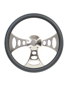 Forever Sharp ® - 14 Inch Polished Chopper Lakester Steering Wheel With Black Half Wrap Grip (8007-B)