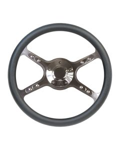 Forever Sharp ® - 14 Inch Polished Dual Lakester Steering Wheel With Black Half Wrap Grip (8003-B)