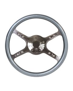 Forever Sharp ® - 14 Inch Polished Dual Lakester Steering Wheel With Carbon Fiber Half Wrap Grip (8003-CF)