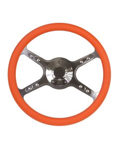 Forever Sharp ® - 14 Inch Polished Dual Lakester Steering Wheel With Orange Half Wrap Grip (8003-O)