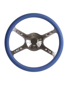 Forever Sharp ® - 14 Inch Polished Dual Lakester Steering Wheel With Royal Blue Half Wrap Grip (8003-RB)