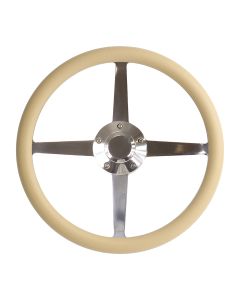 Forever Sharp ® - 14 Inch Polished Roadster Lakester Steering Wheel With Buckskin Half Wrap Grip (8004-BS)