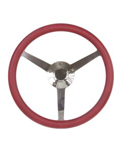 Forever Sharp ® - 14 Inch Polished Sprint Lakester Steering Wheel With Burgundy Half Wrap Grip (8005-BUR)