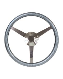 Forever Sharp ® - 14 Inch Polished Sprint Lakester Steering Wheel With Carbon Fiber Half Wrap Grip (8005-CF)