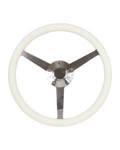 Forever Sharp ® - 14 Inch Polished Sprint Lakester Steering Wheel With Cream Half Wrap Grip (8005-C)