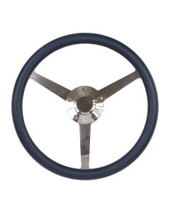 Forever Sharp ® - 14 Inch Polished Sprint Lakester Steering Wheel With Navy Blue Half Wrap Grip (8005-NB)