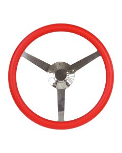 Forever Sharp ® - 14 Inch Polished Sprint Lakester Steering Wheel With Red Half Wrap Grip (8005-R)