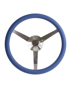 Forever Sharp ® - 14 Inch Polished Sprint Lakester Steering Wheel With Royal Blue Half Wrap Grip (8005-RB)