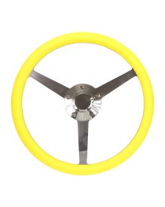 Forever Sharp ® - 14 Inch Polished Sprint Lakester Steering Wheel With Yellow Half Wrap Grip (8005-Y)