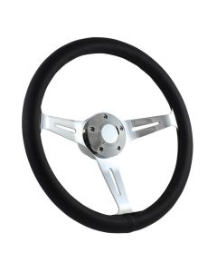 Forever Sharp ® - 15 Inch Black Classic Leather Luxury Steering Wheel (LS001B)