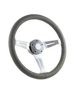 Forever Sharp ® - 15 Inch Grey Classic Leather Luxury Steering Wheel (LS001G)
