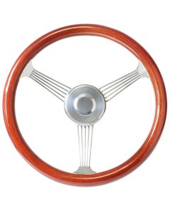 Forever Sharp ® - 15 Inch Light Wood Stainless Steel Banjo Steering Wheel (7002)