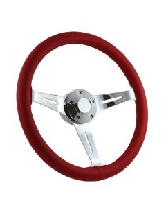 Forever Sharp ® - 15 Inch Red Classic Leather Luxury Steering Wheel (LS001R)