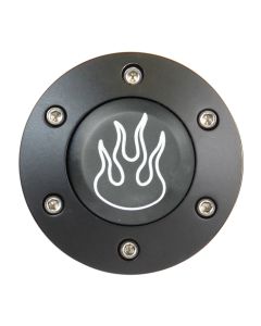 Forever Sharp ® - Black Powder Coated Horn With Flame Engraving For 6 Hole Wheels (HB6-FLAME)