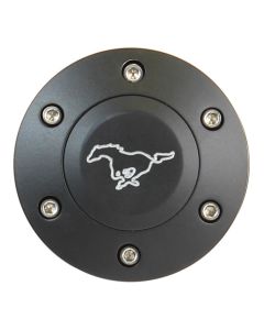 Forever Sharp ® - Black Powder Coated Horn With Mustang Engraving For 6 Hole Wheels (HB6-MUSTANG)