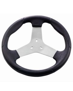 Grant ® - 11.75 Inch Black Leather Kart Wheel with Black Steel 3 Spoke Design (187)