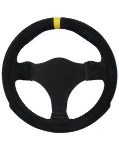 Grant ® - 11 Inch Black Leather Suede Series Steering Wheel with Black Anodized 3-Spoke and Yellow Top Marker (631)