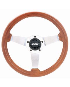 Grant ® - 12.5 Inch Mahogany Wood Collectors Edition Steering Wheel with Polished Aluminum 3-Spoke Design (1171)