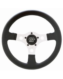 Grant ® - 12 Inch Black Leather Grained Vinyl Formula GT Steering Wheel with Silver Anodized 3-Spoke Design (762)