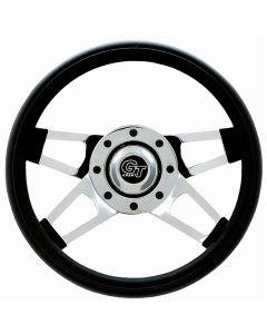 Grant ® - 13.5 Inch Black Cushion Challenger Steering Wheel with Brilliant Chrome Dual Plane Spokes (440)
